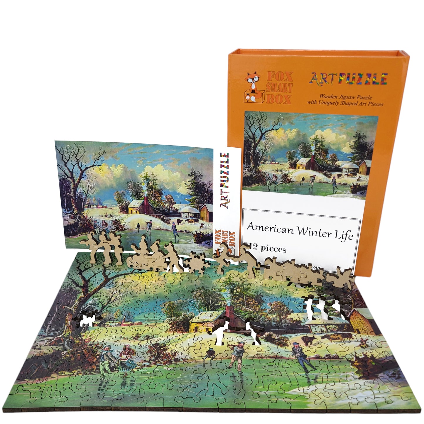 Large Format Wooden Jigsaw Puzzle with Uniquely Shaped Pieces for Seniors and Adults - 212 Pieces - American Winter Life