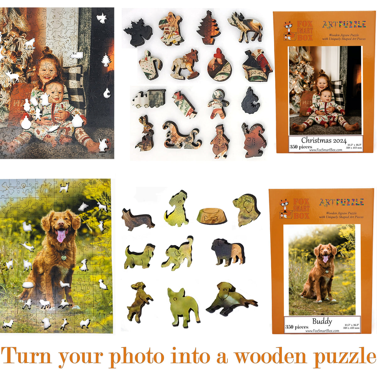 Wooden Jigsaw Puzzle for Adults Uniquely Shaped Pieces by FoxSmartBox