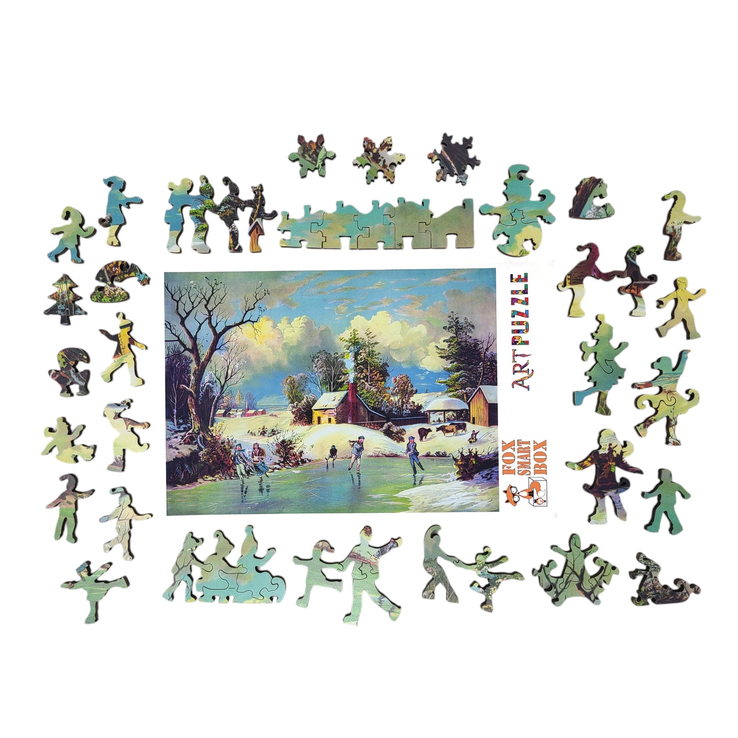 Large Format Wooden Jigsaw Puzzle with Uniquely Shaped Pieces for Seniors and Adults - 212 Pieces - American Winter Life