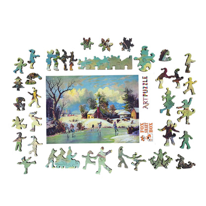Large Format Wooden Jigsaw Puzzle with Uniquely Shaped Pieces for Seniors and Adults - 212 Pieces - American Winter Life