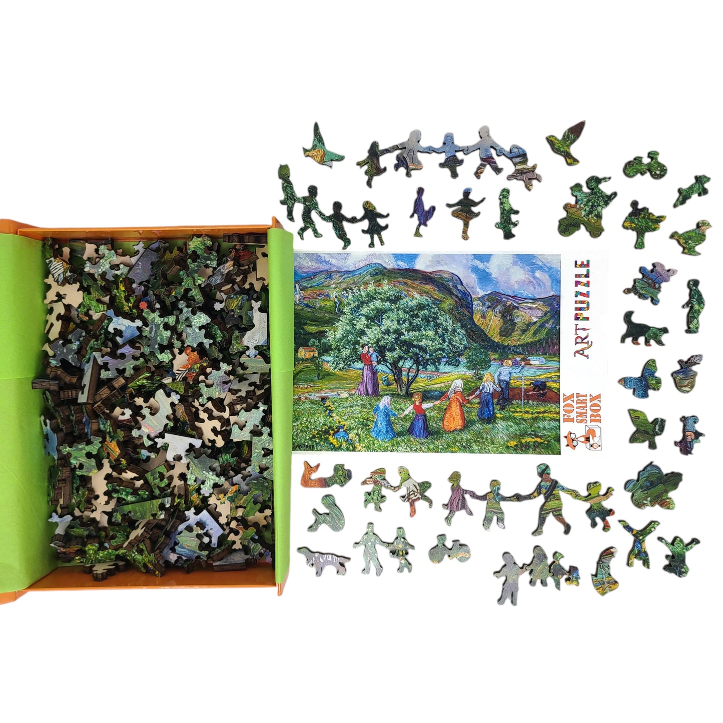 Large Format Wooden Jigsaw Puzzle with Uniquely Shaped Pieces for Seniors and Adults - 225 Pieces - Summer and Playing Children