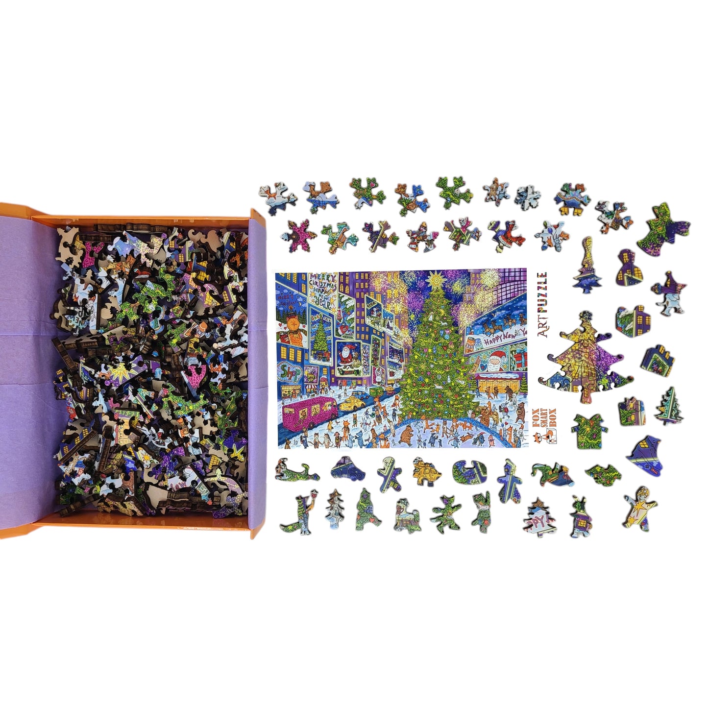 Large Format Wooden Jigsaw Puzzle with Uniquely Shaped Pieces for Seniors and Adults - 220 Pieces - New York Holiday Lights