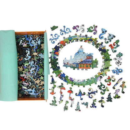 Large Format Wooden Jigsaw Puzzle with Uniquely Shaped Pieces for Seniors and Adults - 212 Pieces - Franklin Park Boston