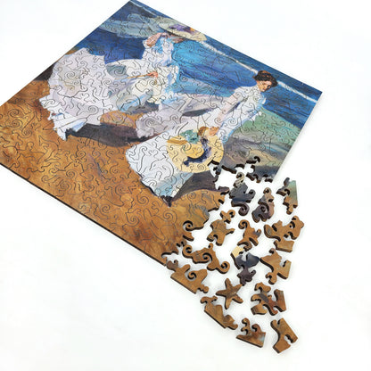 Large Format Wooden Jigsaw Puzzle with Uniquely Shaped Pieces for Seniors and Adults - 190 Pieces - Strolling along the Seashore