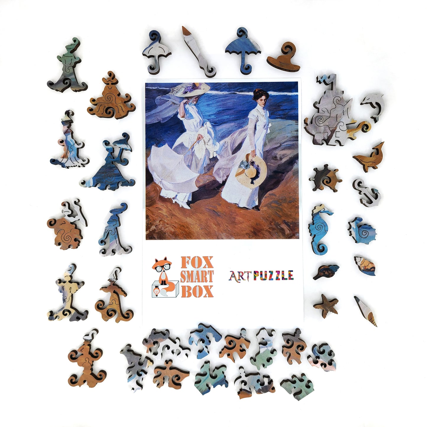 Large Format Wooden Jigsaw Puzzle with Uniquely Shaped Pieces for Seniors and Adults - 190 Pieces - Strolling along the Seashore