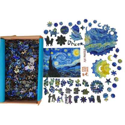 Wooden Jigsaw Puzzle for Adults - Uniquely Shaped Pieces - 360 Pieces - The Starry Night