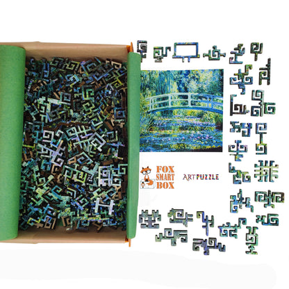 Wooden Jigsaw Puzzle for Adults - Geometric - 232 Pieces - Water Lilies and Japanese Bridge