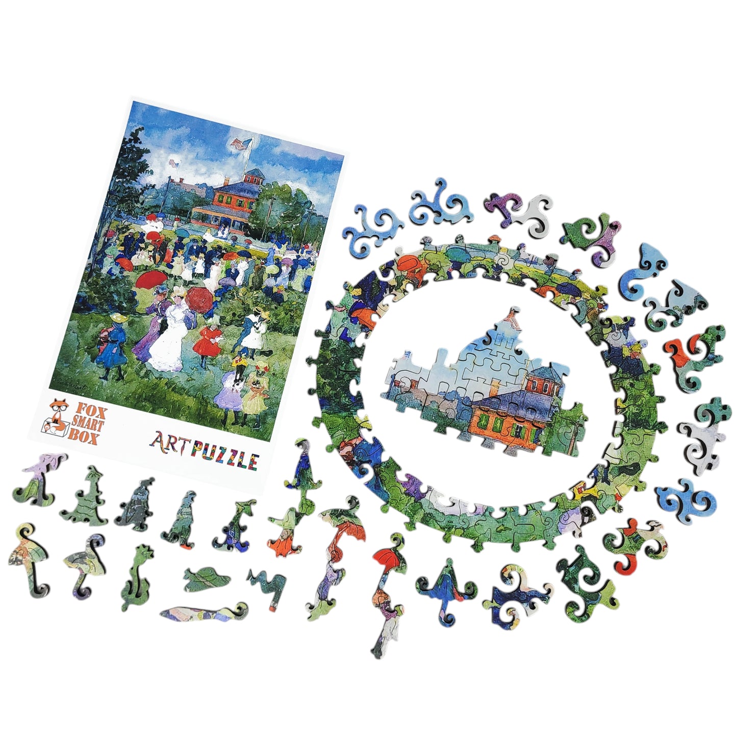 Large Format Wooden Jigsaw Puzzle with Uniquely Shaped Pieces for Seniors and Adults - 212 Pieces - Franklin Park Boston