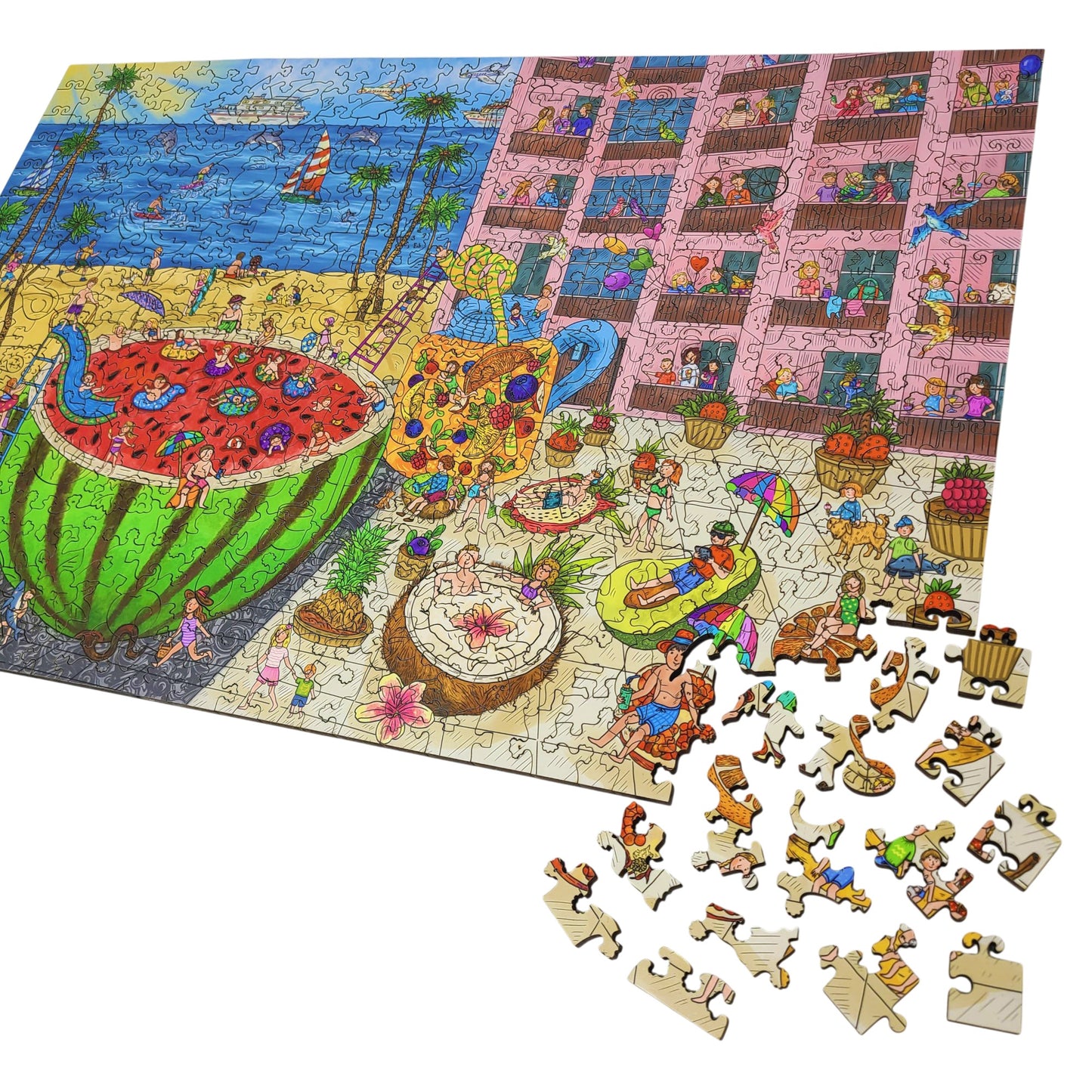 Wooden Jigsaw Puzzle for Adults - Uniquely Shaped Pieces - 480 Pieces - The Watermelon Pool