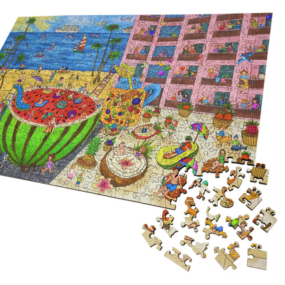 Wooden Jigsaw Puzzle for Adults - Uniquely Shaped Pieces - 480 Pieces - The Watermelon Pool