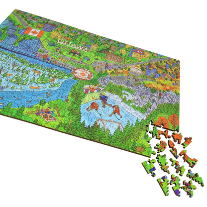 Wooden Jigsaw Puzzle for Adults - Uniquely Shaped Pieces - 444 Pieces - The Beauty of Canada
