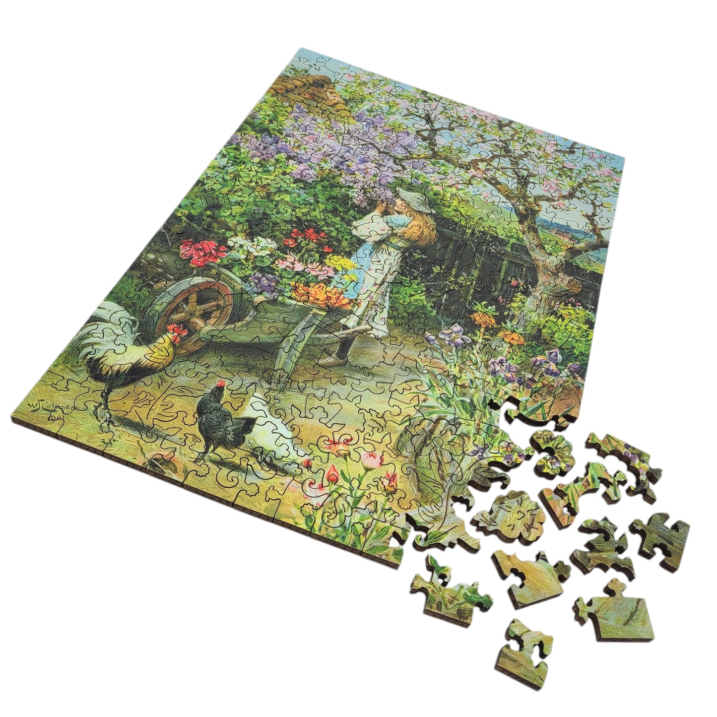 Large Format Wooden Jigsaw Puzzle with Uniquely Shaped Pieces for Seniors and Adults - 220 Pieces - Spring Blossoms