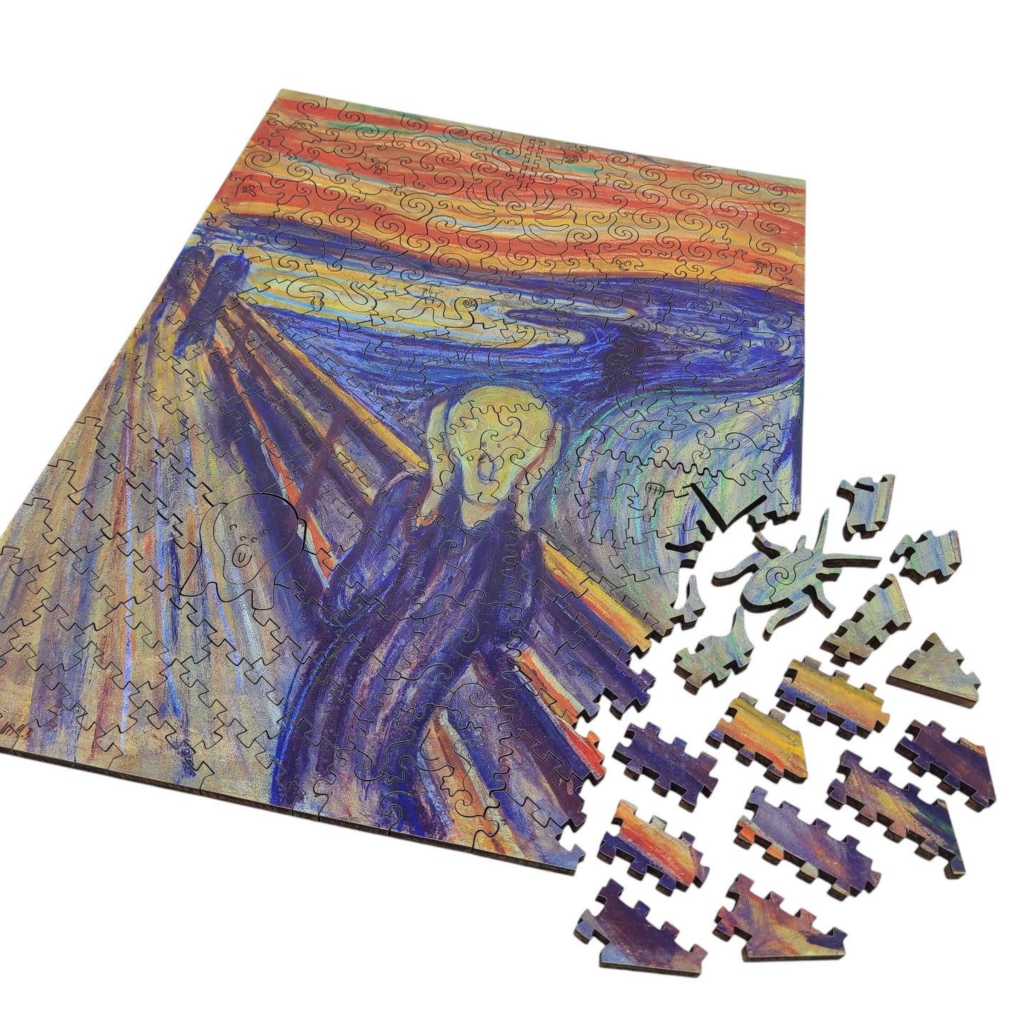 Large Format Wooden Jigsaw Puzzle with Uniquely Shaped Pieces for Seniors and Adults - 210 Pieces - The Scream