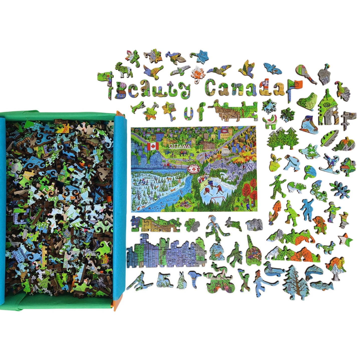 Wooden Jigsaw Puzzle for Adults - Uniquely Shaped Pieces - 444 Pieces - The Beauty of Canada