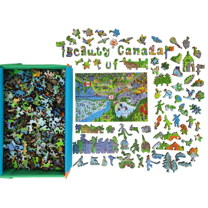 Wooden Jigsaw Puzzle for Adults - Uniquely Shaped Pieces - 444 Pieces - The Beauty of Canada