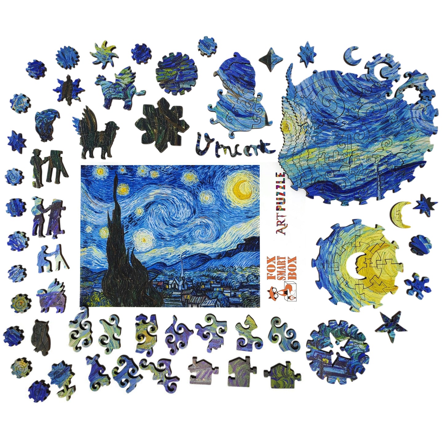 Wooden Jigsaw Puzzle for Adults - Uniquely Shaped Pieces - 360 Pieces - The Starry Night