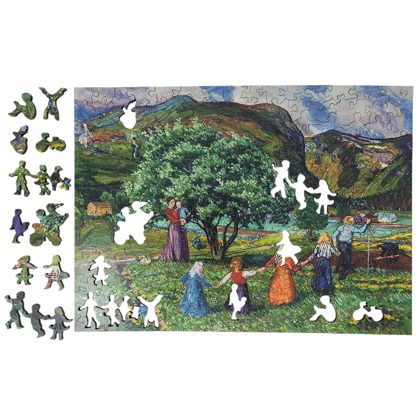 Large Format Wooden Jigsaw Puzzle with Uniquely Shaped Pieces for Seniors and Adults - 225 Pieces - Summer and Playing Children