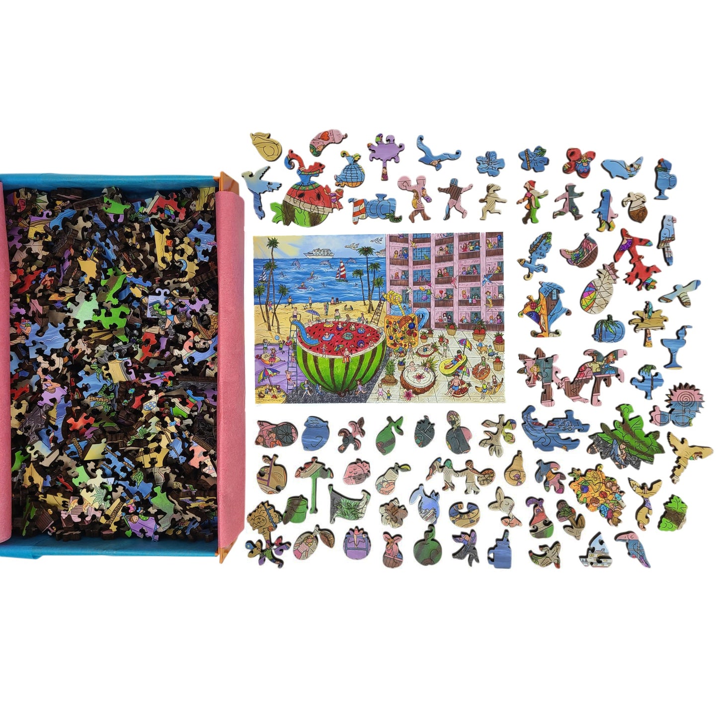 Wooden Jigsaw Puzzle for Adults - Uniquely Shaped Pieces - 480 Pieces - The Watermelon Pool