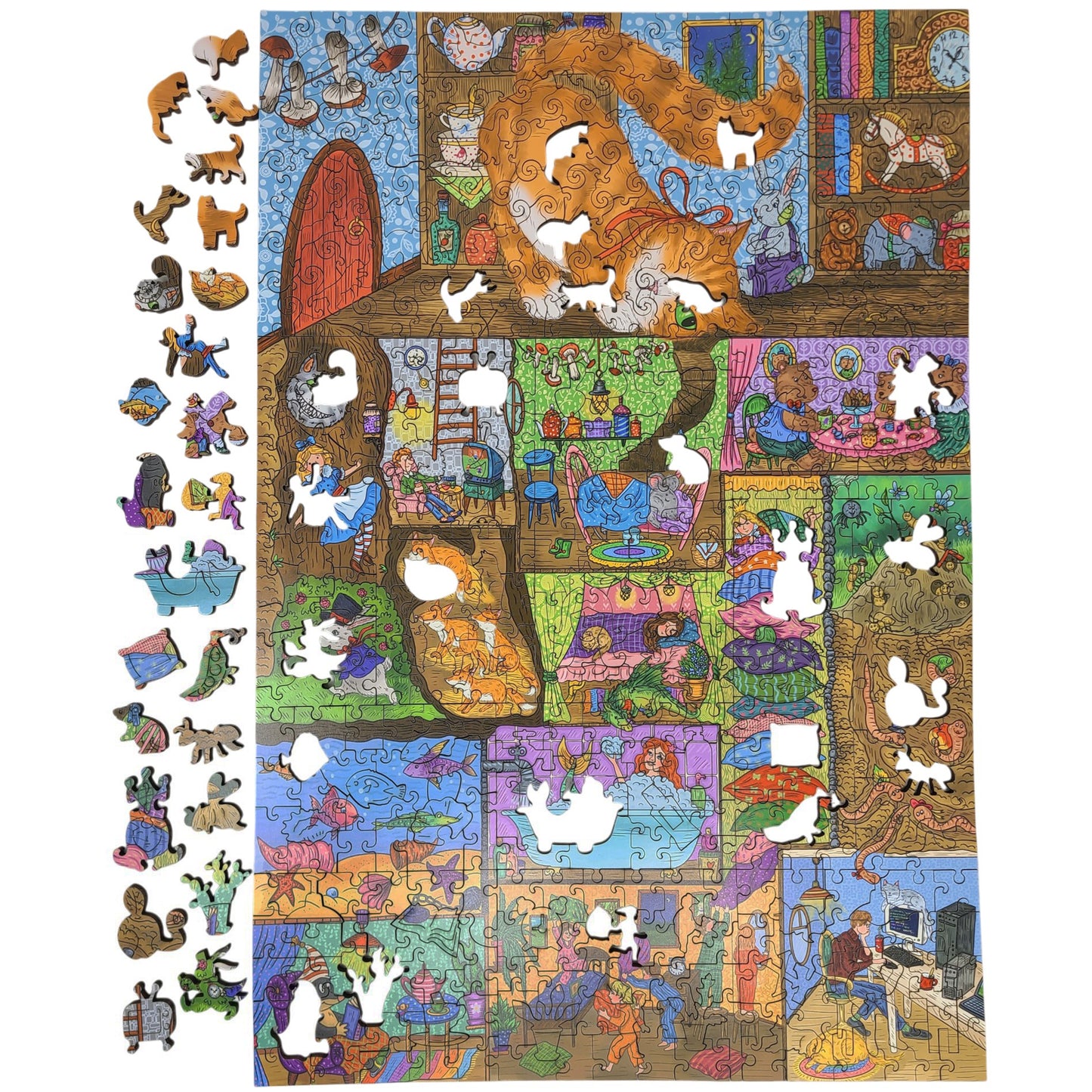 Wooden Jigsaw Puzzle for Adults - Uniquely Shaped Pieces - 470 Pieces - Mazes of Living