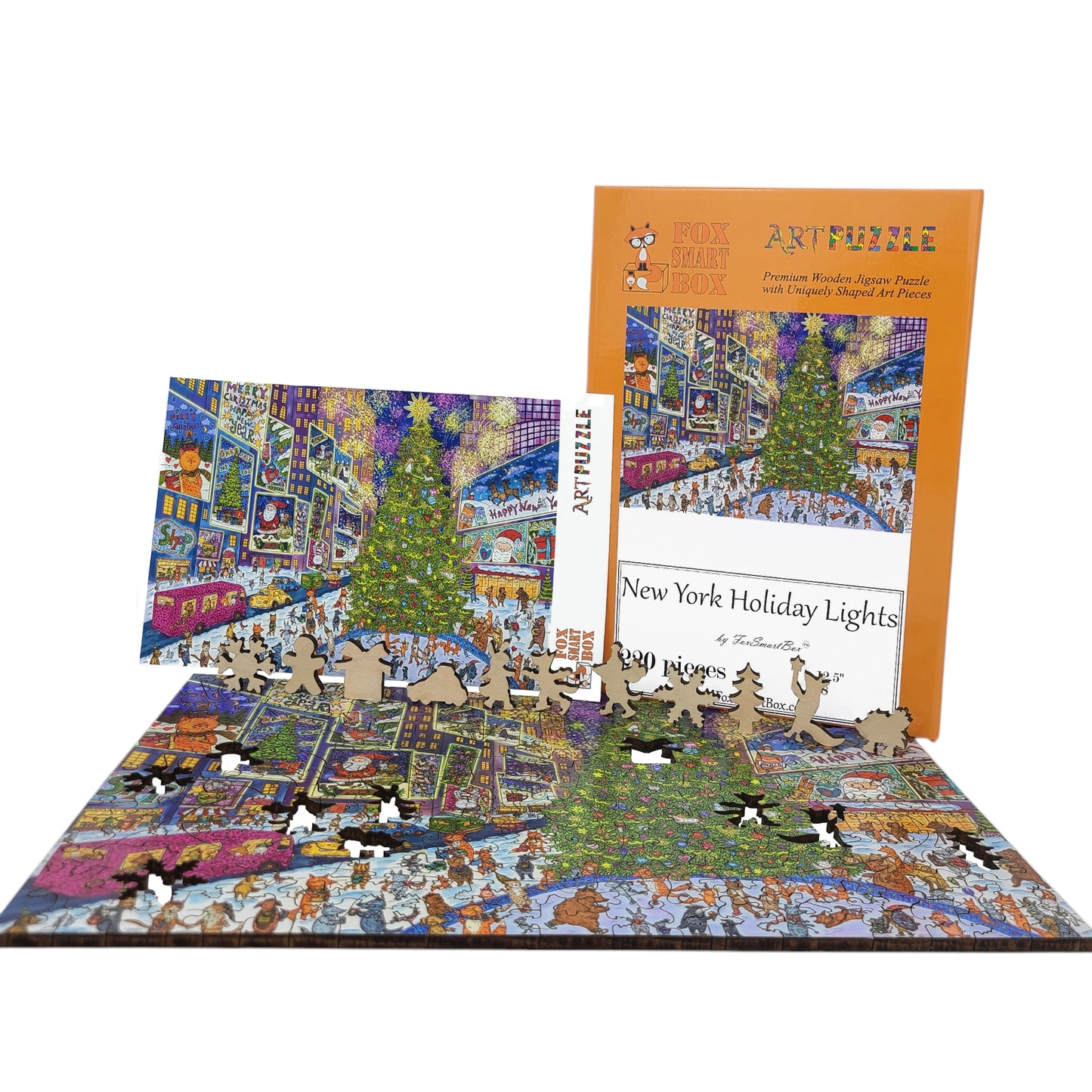 Large Format Wooden Jigsaw Puzzle with Uniquely Shaped Pieces for Seniors and Adults - 220 Pieces - New York Holiday Lights