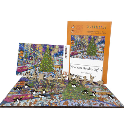 Large Format Wooden Jigsaw Puzzle with Uniquely Shaped Pieces for Seniors and Adults - 220 Pieces - New York Holiday Lights