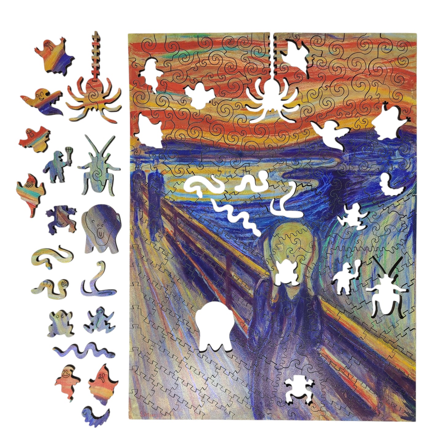 Large Format Wooden Jigsaw Puzzle with Uniquely Shaped Pieces for Seniors and Adults - 210 Pieces - The Scream