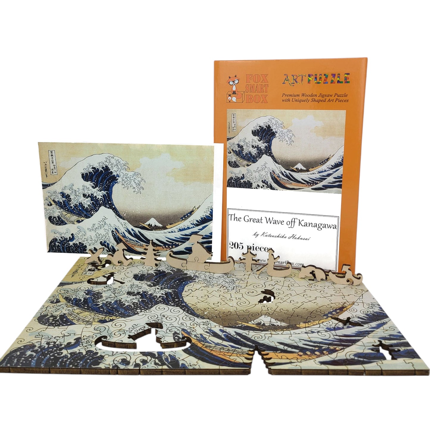 Large Format Wooden Jigsaw Puzzle with Uniquely Shaped Pieces for Seniors and Adults - 205 Pieces - The Great Wave off Kanagawa