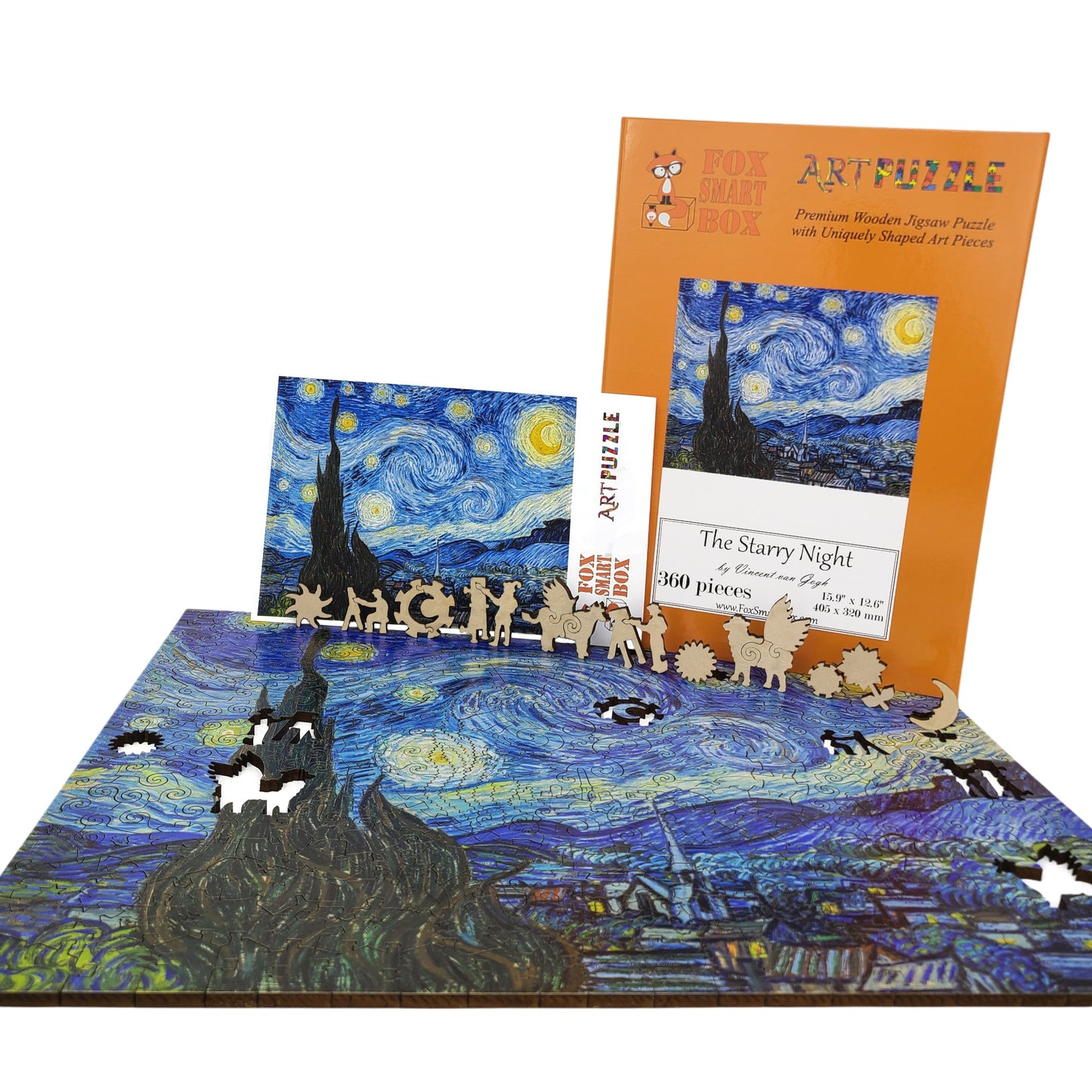 Wooden Jigsaw Puzzle for Adults - Uniquely Shaped Pieces - 360 Pieces - The Starry Night