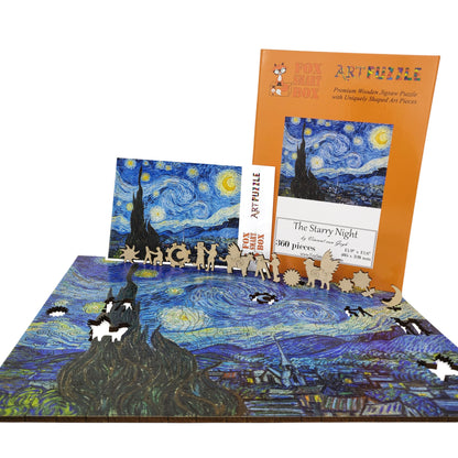 Wooden Jigsaw Puzzle for Adults - Uniquely Shaped Pieces - 360 Pieces - The Starry Night