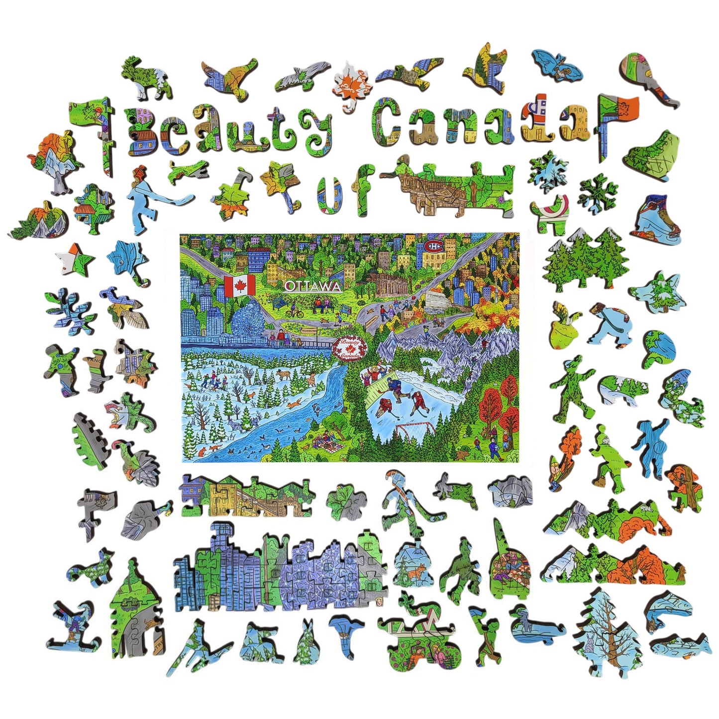 Wooden Jigsaw Puzzle for Adults - Uniquely Shaped Pieces - 444 Pieces - The Beauty of Canada