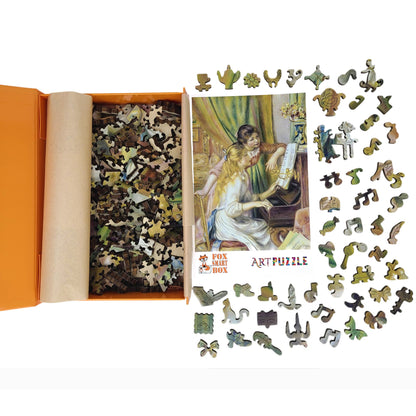 Wooden Jigsaw Puzzle for Adults - Uniquely Shaped Pieces - 260 Pieces - Young Girls at the Piano