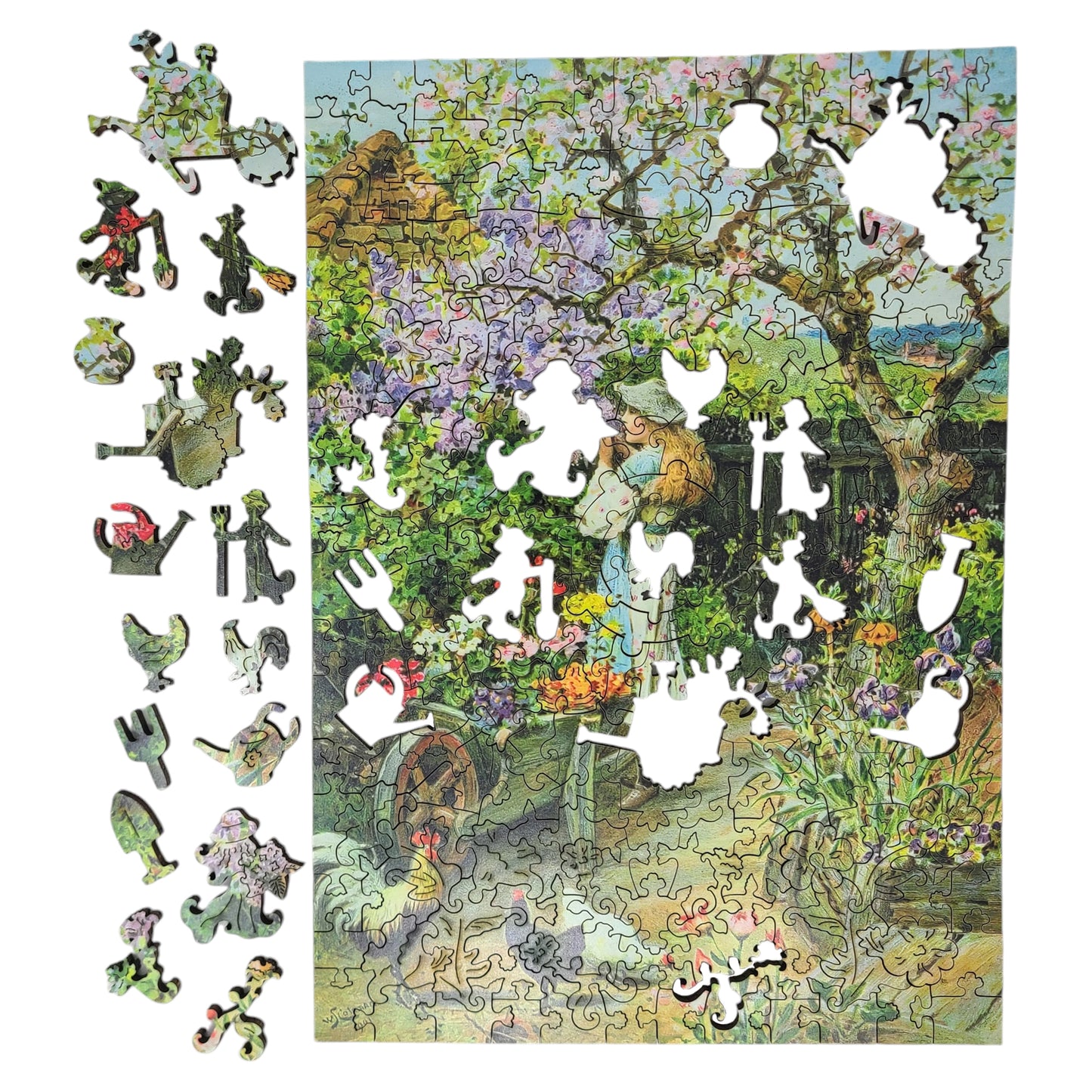 Large Format Wooden Jigsaw Puzzle with Uniquely Shaped Pieces for Seniors and Adults - 220 Pieces - Spring Blossoms