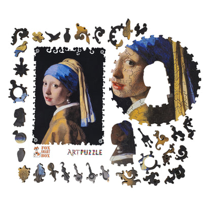 Large Format Wooden Jigsaw Puzzle with Uniquely Shaped Pieces for Seniors and Adults - 220 Pieces - Girl with a Pearl Earring