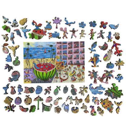 Wooden Jigsaw Puzzle for Adults - Uniquely Shaped Pieces - 480 Pieces - The Watermelon Pool
