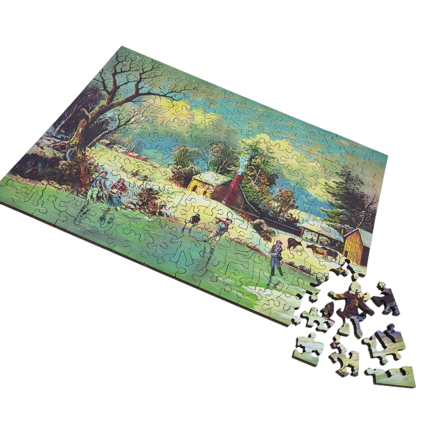 Large Format Wooden Jigsaw Puzzle with Uniquely Shaped Pieces for Seniors and Adults - 212 Pieces - American Winter Life