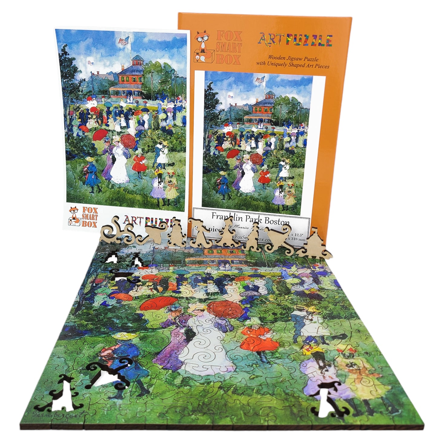 Large Format Wooden Jigsaw Puzzle with Uniquely Shaped Pieces for Seniors and Adults - 212 Pieces - Franklin Park Boston