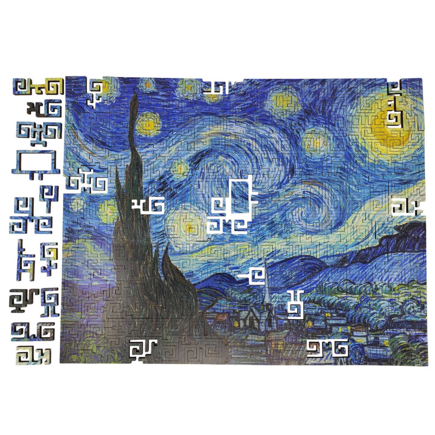 Wooden Jigsaw Puzzle for Adults - Geometric - 300 Pieces - The Starry Night