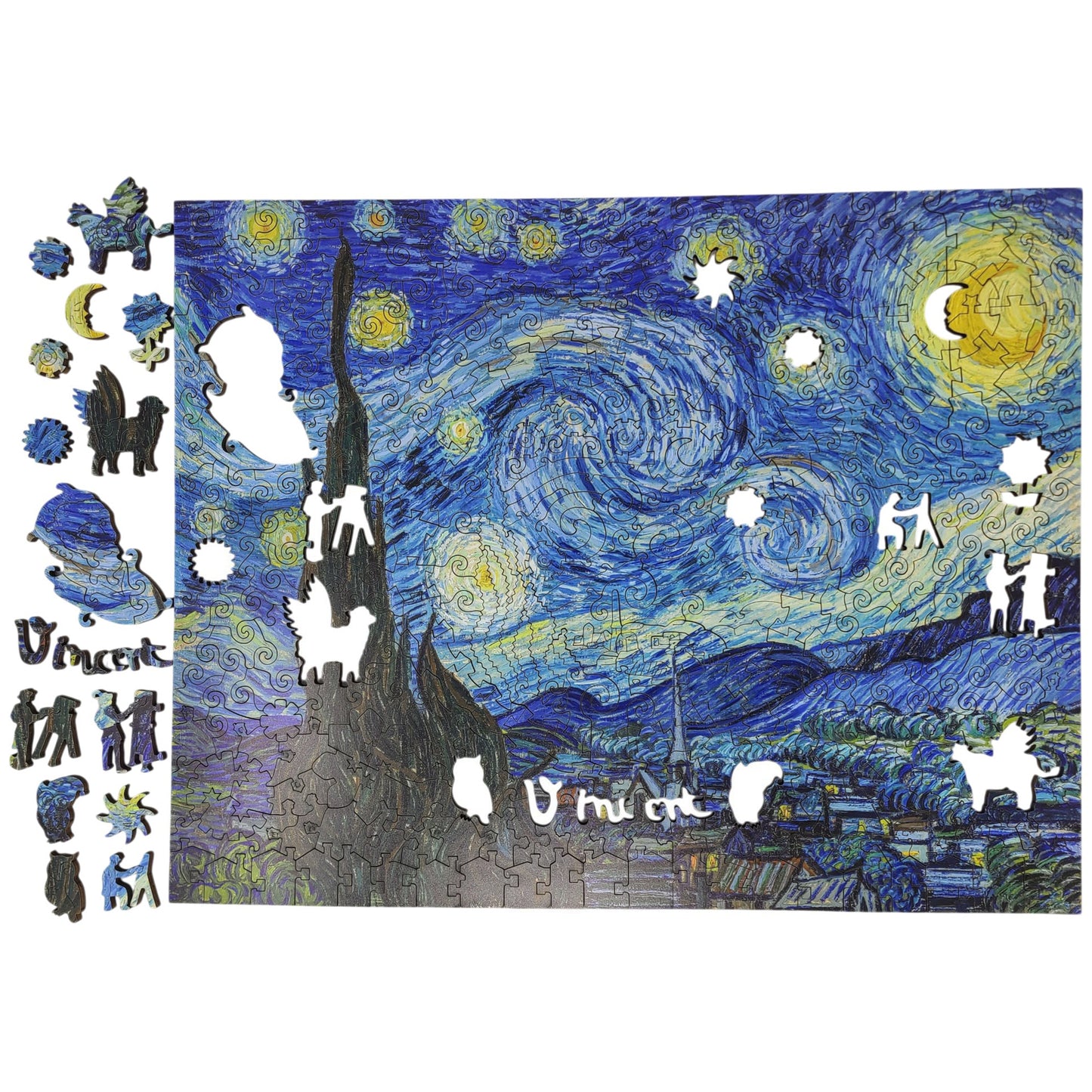 Wooden Jigsaw Puzzle for Adults - Uniquely Shaped Pieces - 360 Pieces - The Starry Night