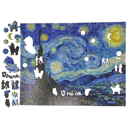 Wooden Jigsaw Puzzle for Adults - Uniquely Shaped Pieces - 360 Pieces - The Starry Night