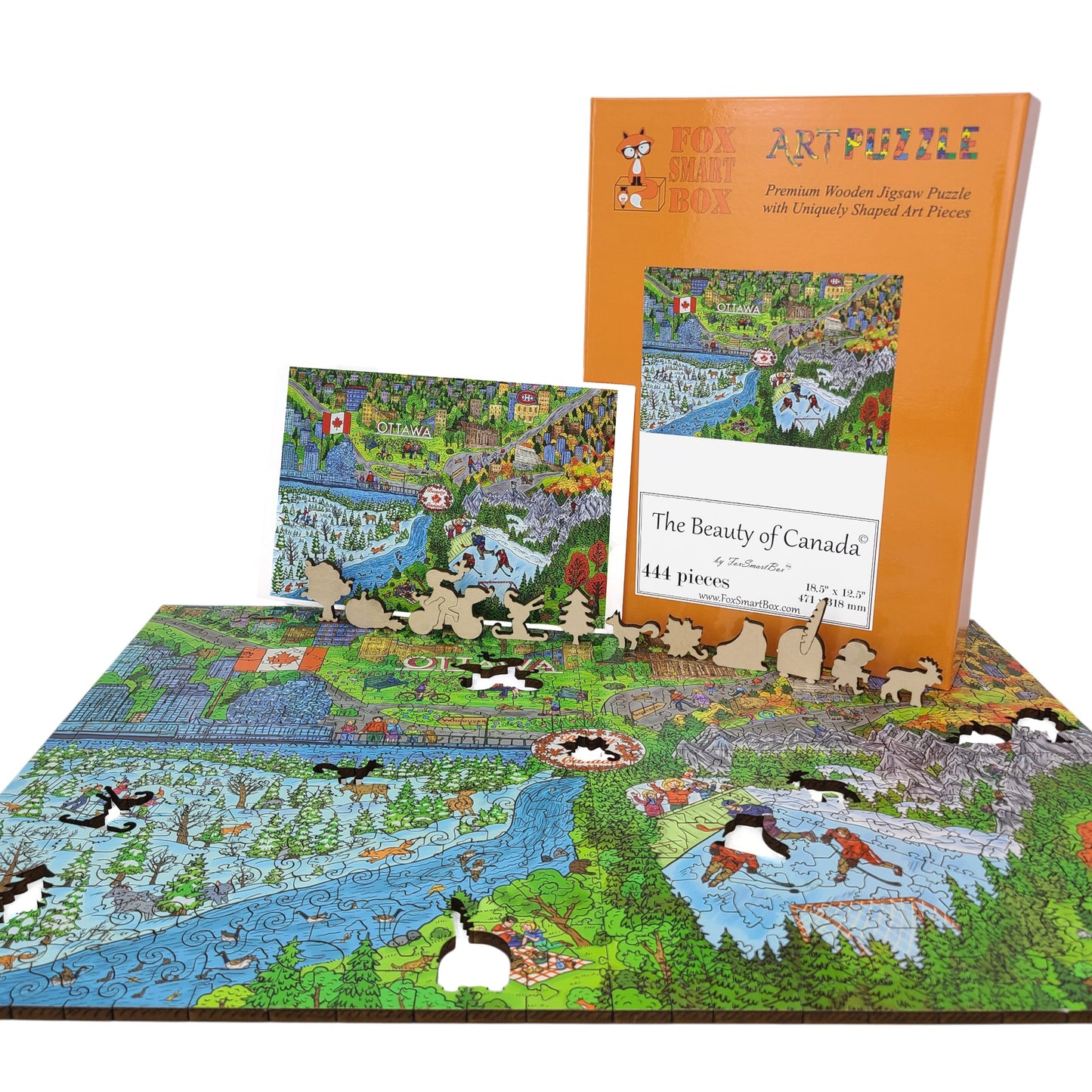Wooden Jigsaw Puzzle for Adults - Uniquely Shaped Pieces - 444 Pieces - The Beauty of Canada