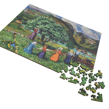 Large Format Wooden Jigsaw Puzzle with Uniquely Shaped Pieces for Seniors and Adults - 225 Pieces - Summer and Playing Children