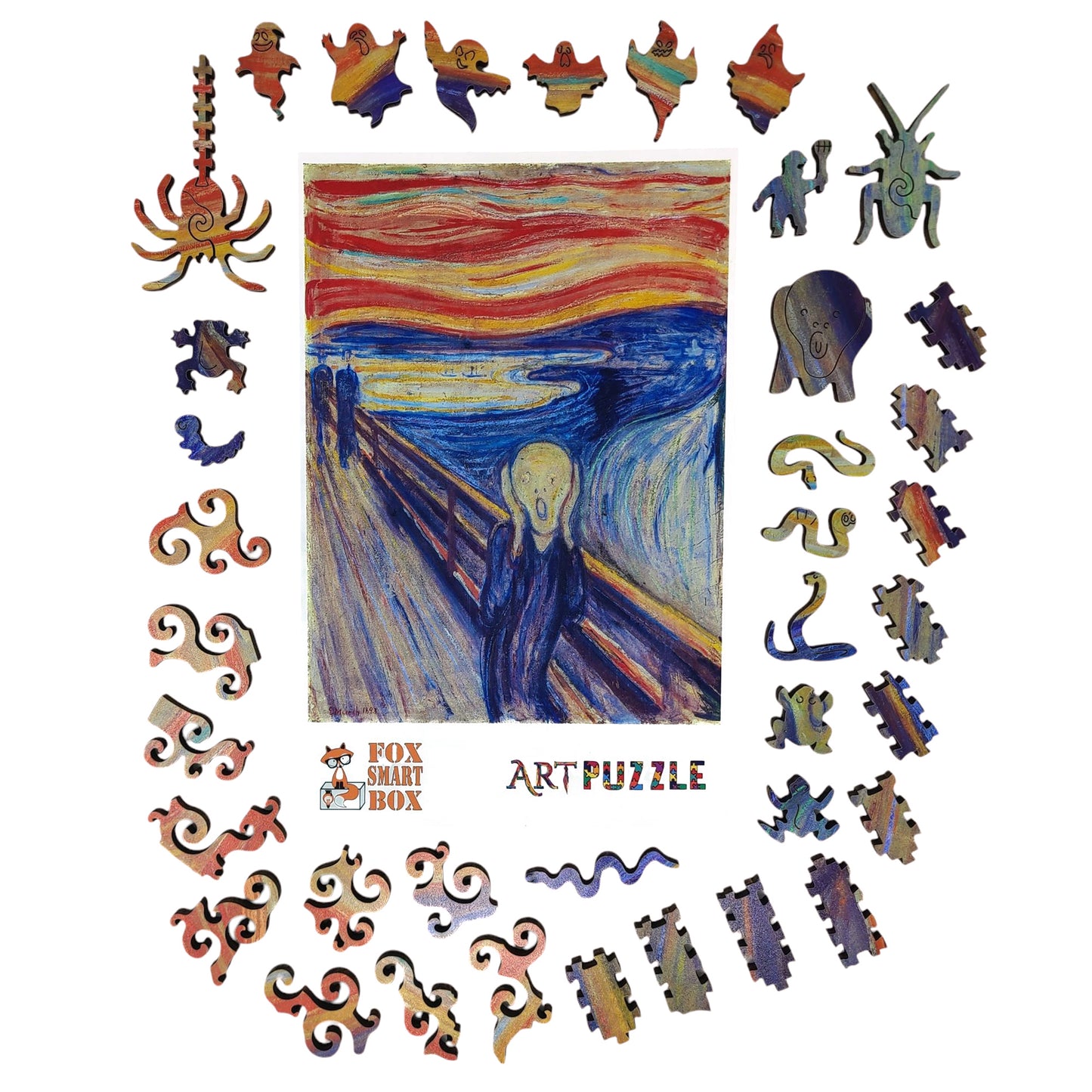 Large Format Wooden Jigsaw Puzzle with Uniquely Shaped Pieces for Seniors and Adults - 210 Pieces - The Scream