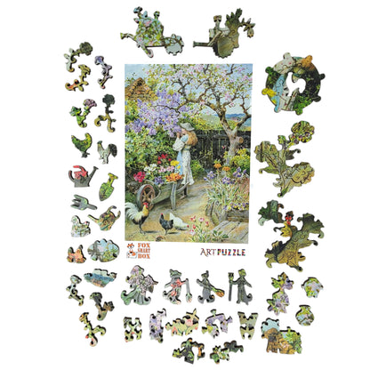 Large Format Wooden Jigsaw Puzzle with Uniquely Shaped Pieces for Seniors and Adults - 220 Pieces - Spring Blossoms