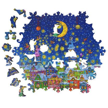 Wooden Jigsaw Puzzle for Adults - Uniquely Shaped Pieces - 140 Pieces - The Starfall