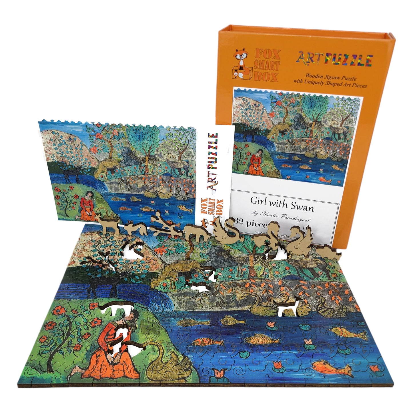 Large Format Wooden Jigsaw Puzzle with Uniquely Shaped Pieces for Seniors and Adults - 232 Pieces - Girl with Swan