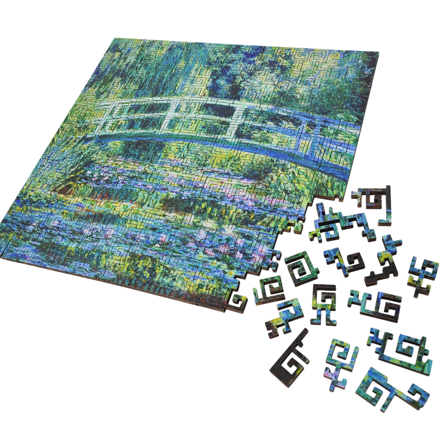 Wooden Jigsaw Puzzle for Adults - Geometric - 232 Pieces - Water Lilies and Japanese Bridge