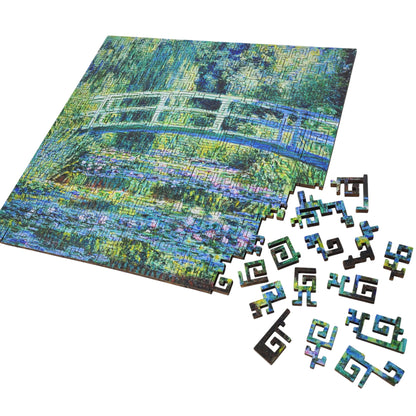 Wooden Jigsaw Puzzle for Adults - Geometric - 232 Pieces - Water Lilies and Japanese Bridge