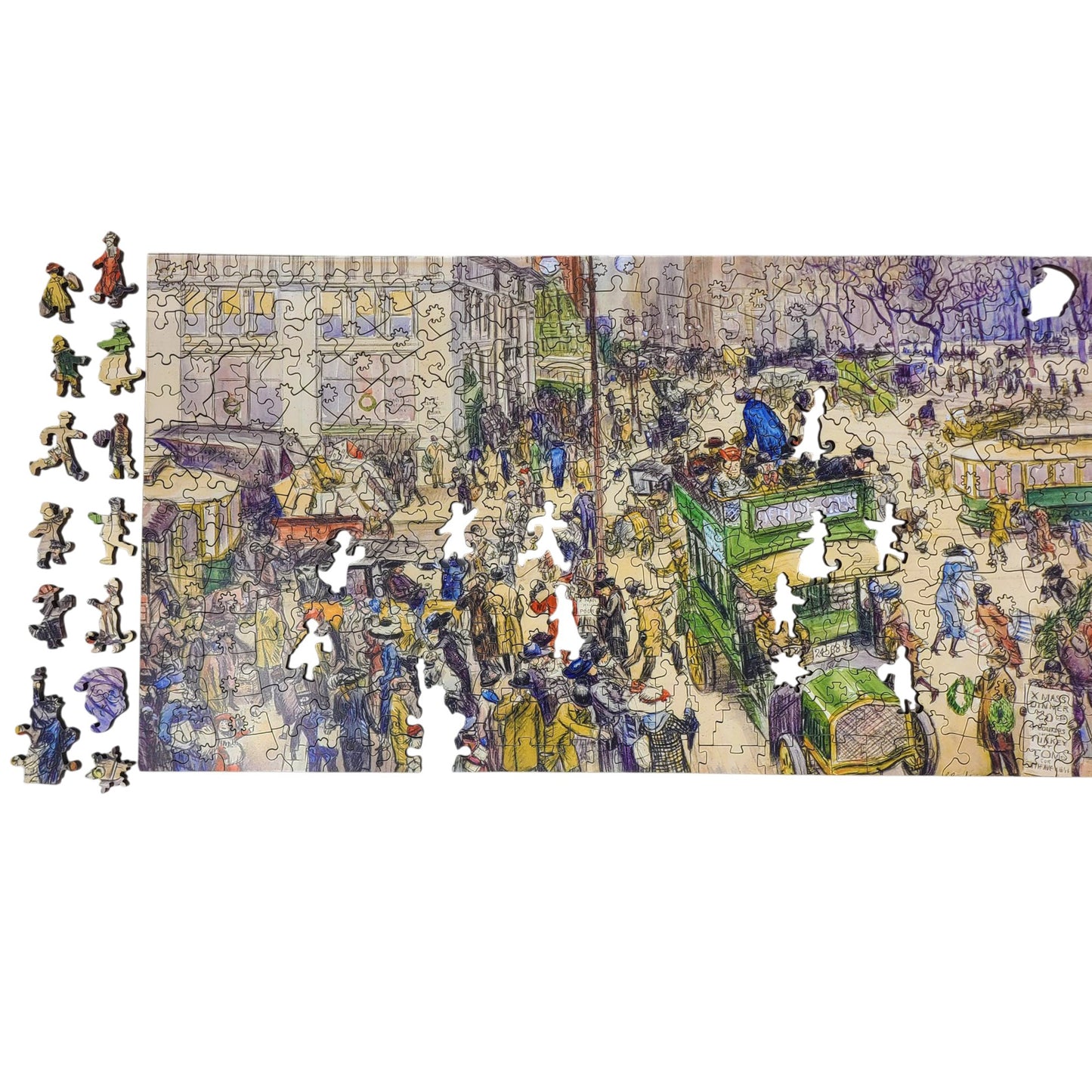 Wooden Jigsaw Puzzle for Adults - Uniquely Shaped Pieces - 310 Pieces - Christmas Shoppers, Madison Square