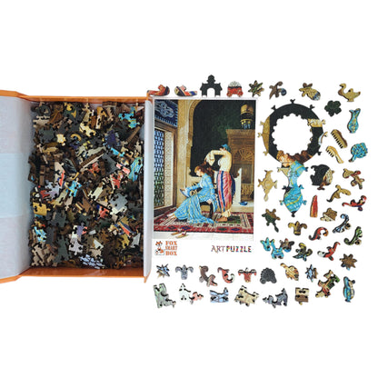 Large Format Wooden Jigsaw Puzzle with Uniquely Shaped Pieces for Seniors and Adults - 230 Pieces - Woman Having Her Hair Combed
