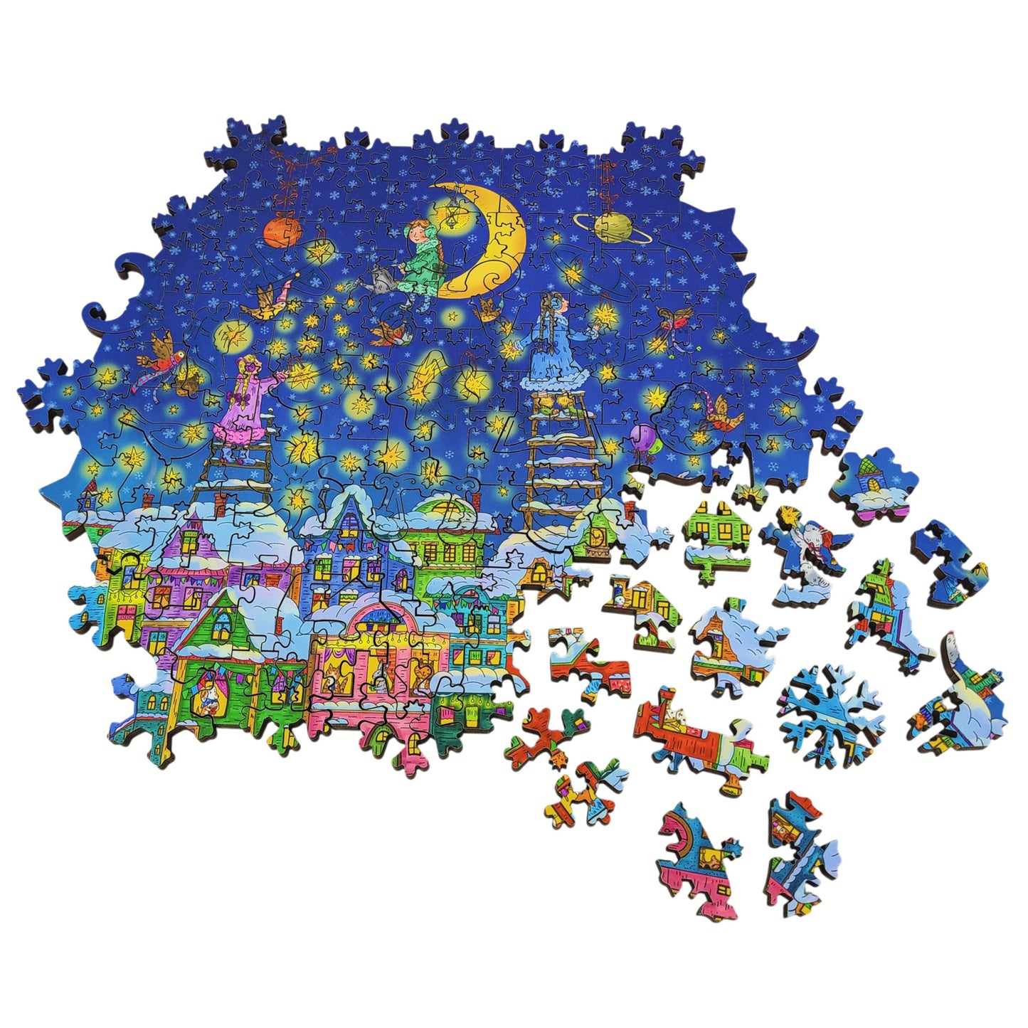 Wooden Jigsaw Puzzle for Adults - Uniquely Shaped Pieces - 140 Pieces - The Starfall